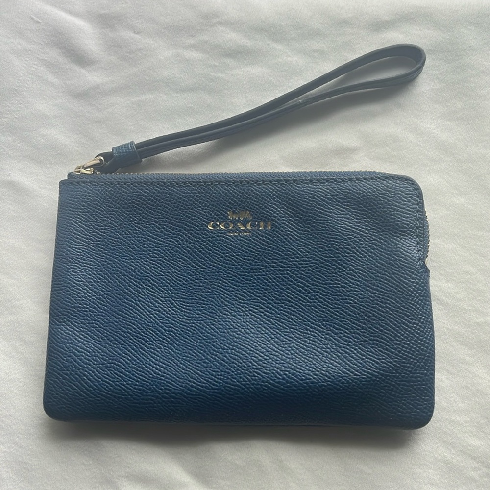 COACH Blue Leather Wristlet
